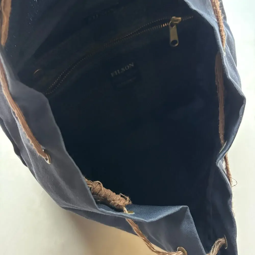 Filson Daypack Drawstring Backpack Navy Rugged Hiker Camping Bag Gorpcore
